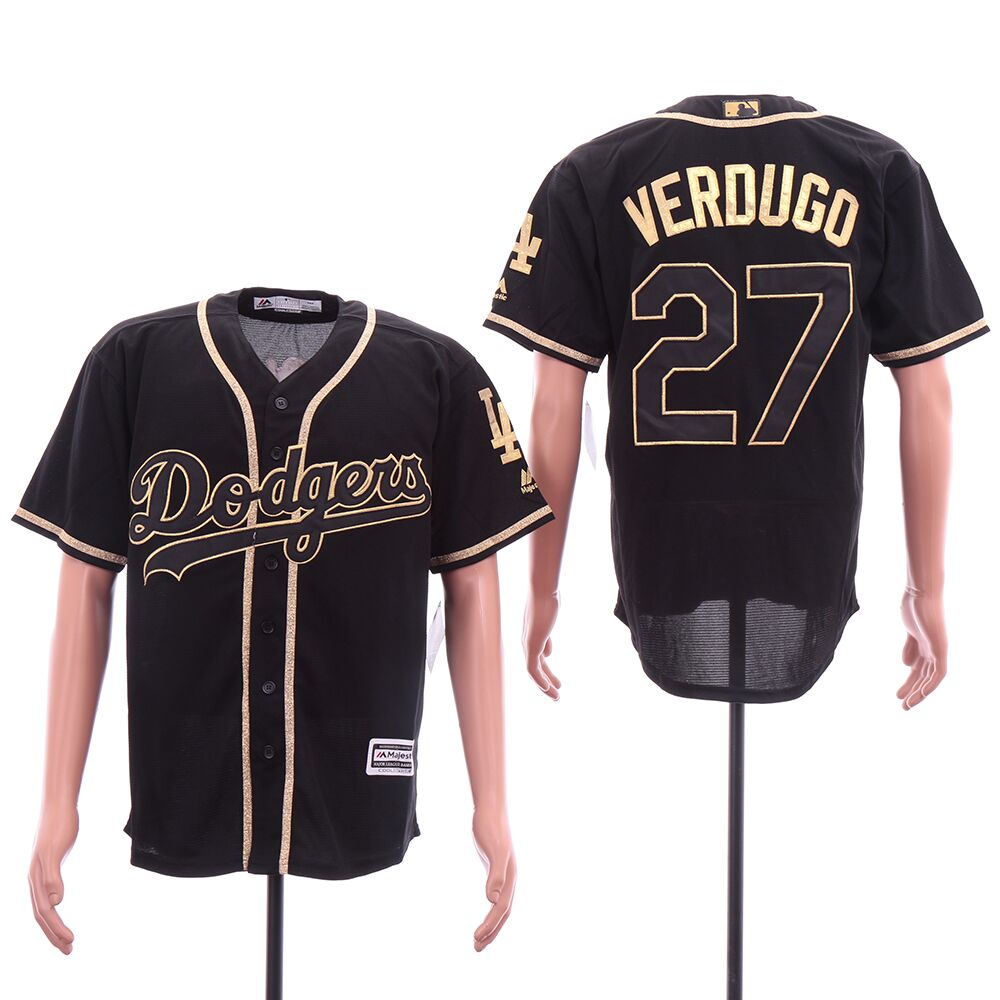 Men Los Angeles Dodgers 27 Verdugo Black golden MLB Jersey